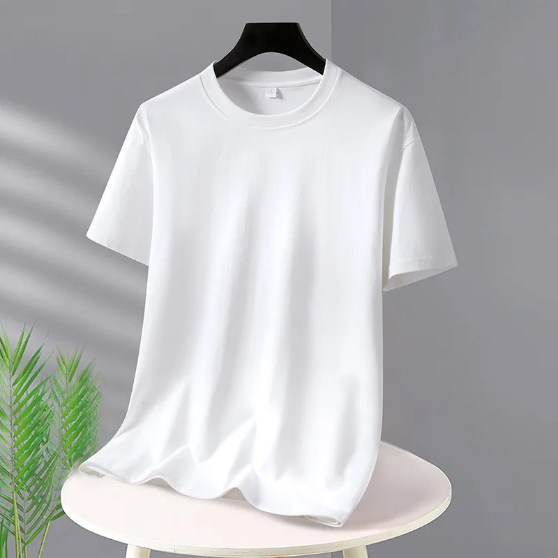 Herren T-Shirts 2025 Sommer Übergroße Baumwoll-T-Shirts Lässige Hochwertige Kurzarm-Shirts Herren Basic Einfarbige Sport-Oberteile – Detail 7