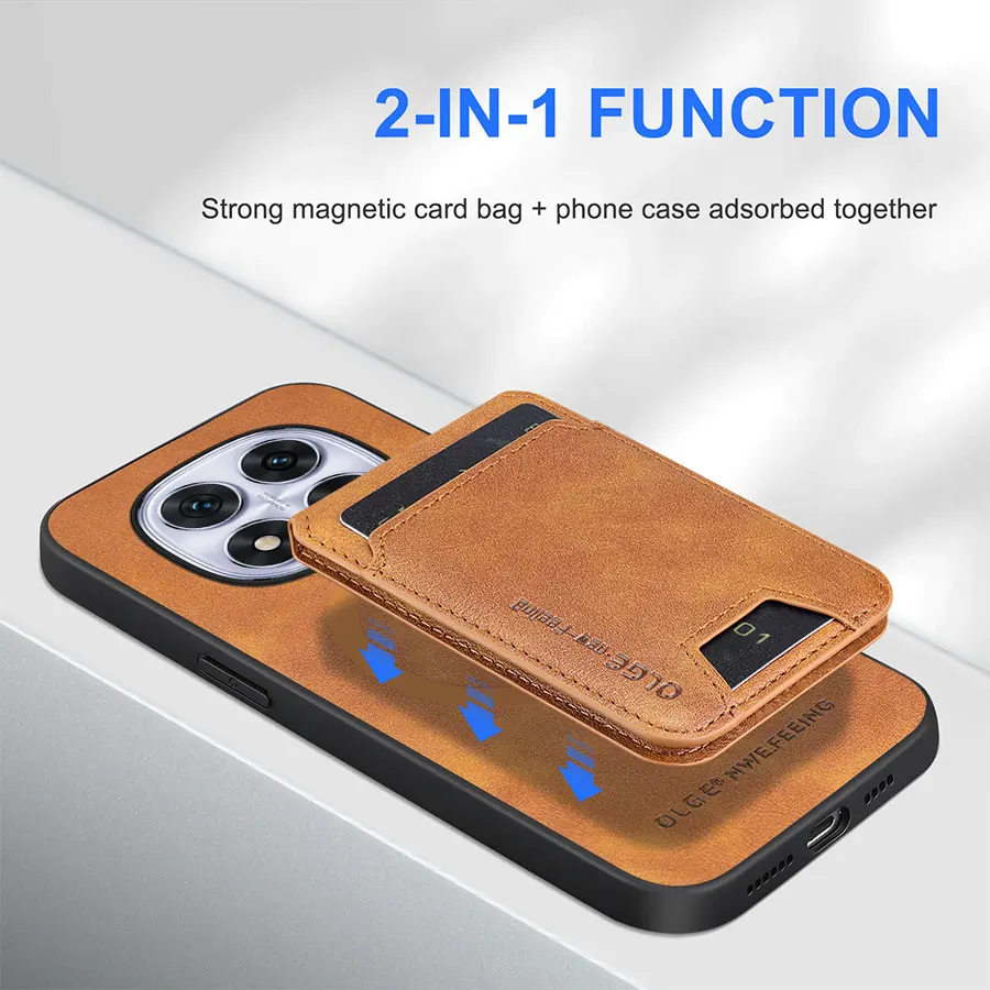 Etui na karty do Redmi Note 14 Pro Plus 14 4G 5G Magnetic Cover Leather Mag-safe Stand Shell Soft Shockproof Fundas — zdjęcie produktu 3