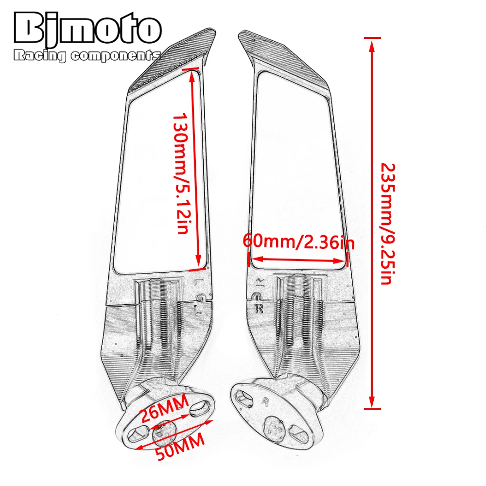 

Motorcycle Mirrors Modified Wind Wing Adjustable Rotating Rearview Mirror For Honda CBR300R CBR125R CBR929 CBR600F 4i CBR250R