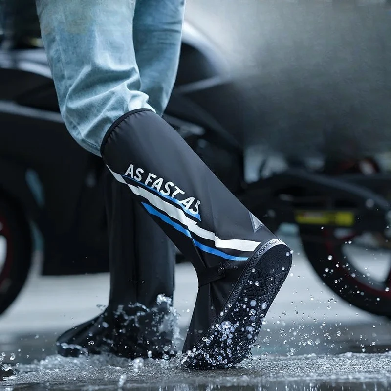 Waterproof Rain Boots with Thickened Cover Waterproof Dustproof, High Top Wear-resistant Motorcycle Anti-skid Riding PVC Adult