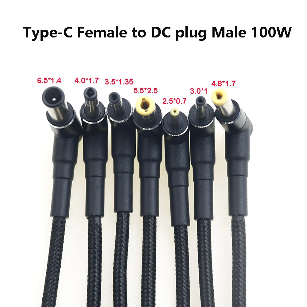 PD100W Type-C Female to 2.5*0.7 5.5*2.5MM DC Male Plug Adapter Converter USB C PD Fast Charging Cable Power Cord For Laptop PC