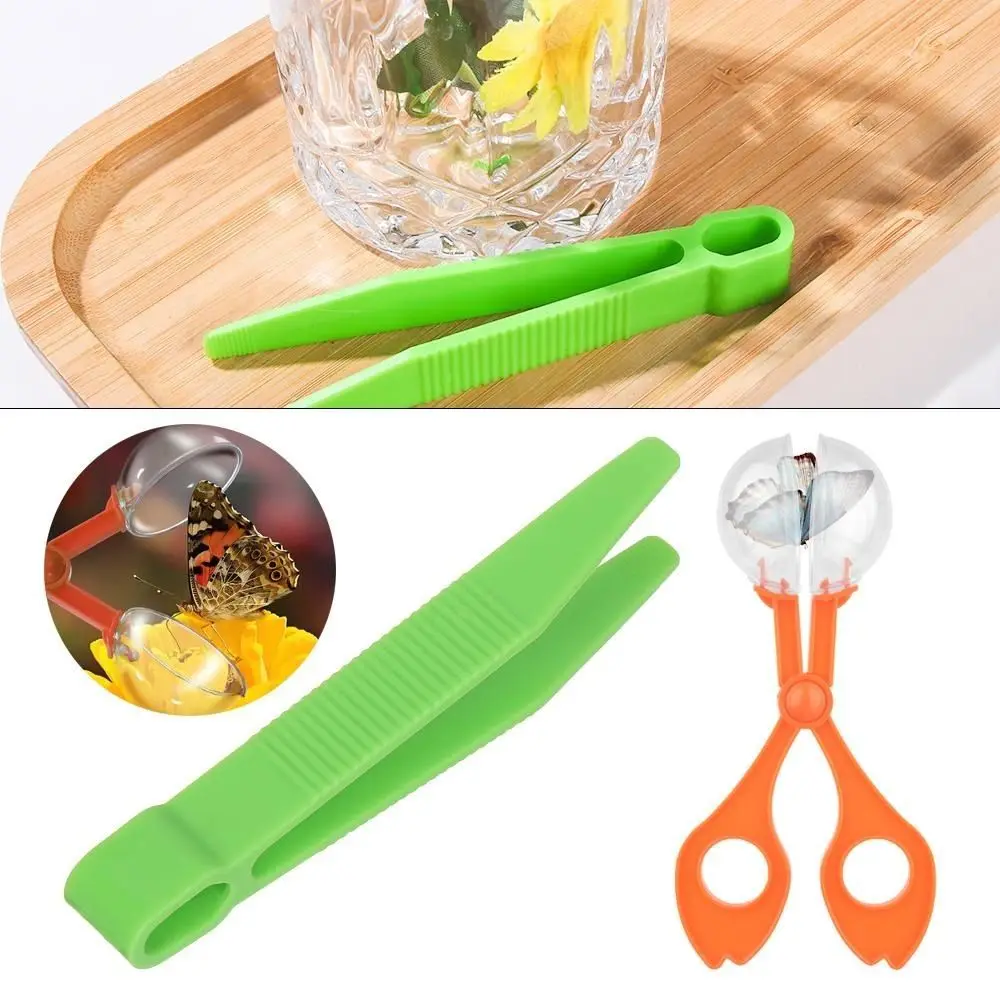 2Pcs/Set Plant Biology Study Tool Set Cute Plastic Scissor Insect Catcher Set Tweezers Clamp Nature Exploration Toy Kit School