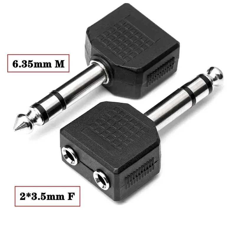 6.35mm 1/2 Audio Adapter 6.35 To Dual AV Two Lotus RCA Hole 3.5/RCA Male To 2 * 6.35 Female Amplifier Speaker Microphone Adapter