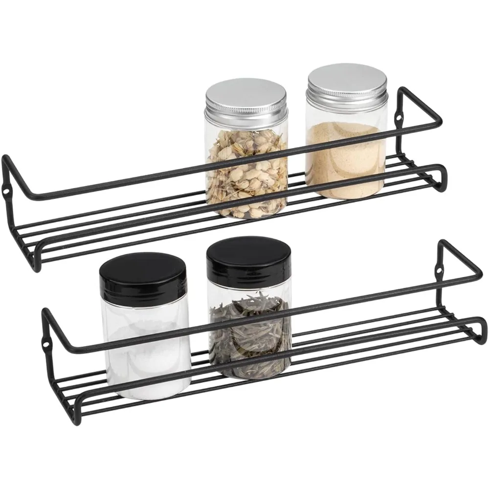 1/2 Piezas Estante Organizador de Cocina para Montar en la Pared, Estante Metálico Colgante para Especias y Condimentos, Organizador de Armario de Una Sola Capa