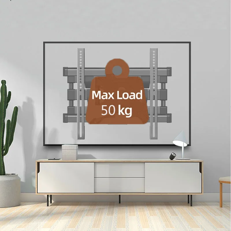 70cm Extension Long Arm TV Wall Mount, 32-65inch Full Motion TV Wall Bracket Swivel Tilt Level Articulating, Max VESA 400x400mm