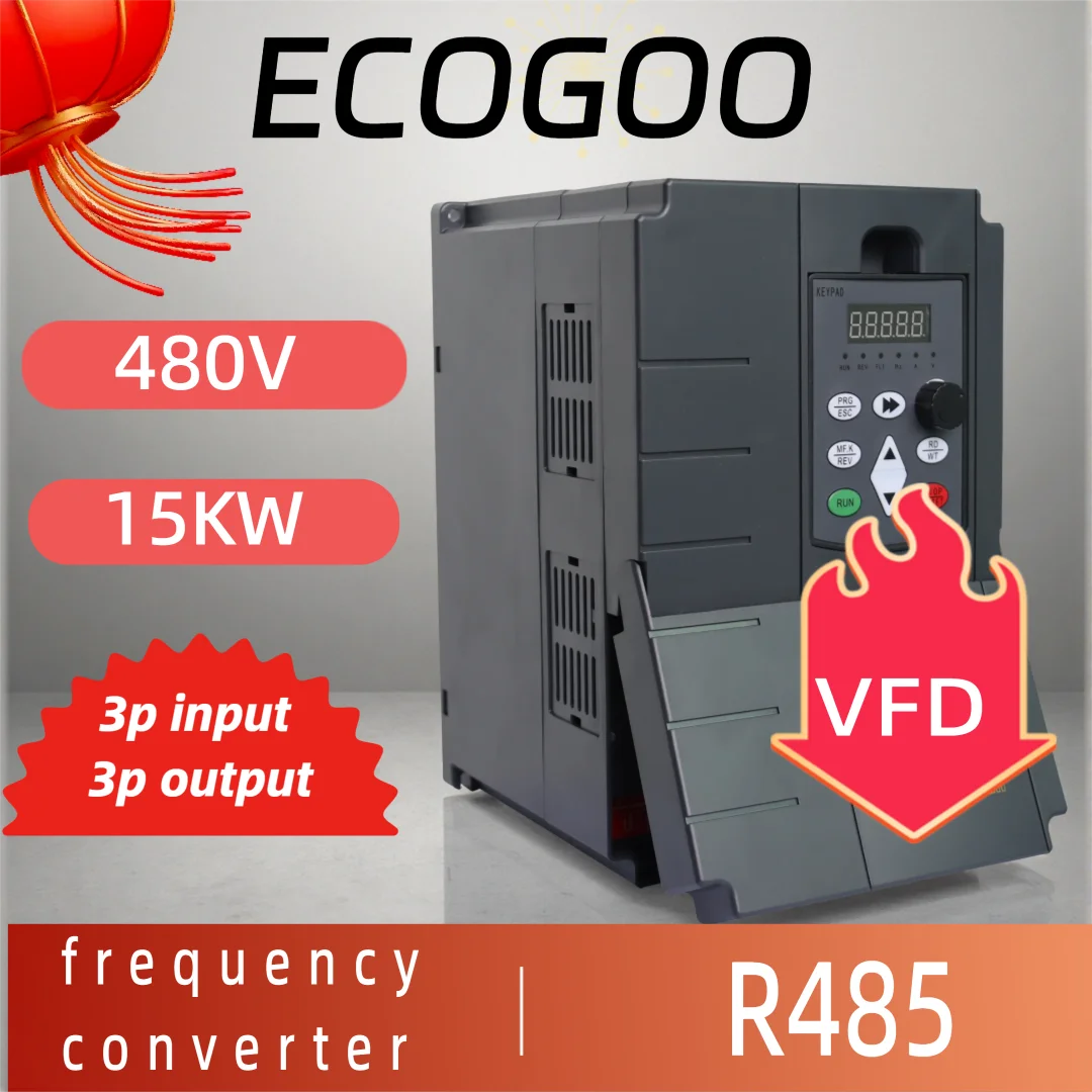 480V 15KW Three Phase Frequency Inverter Stable Output Frequency Converter VFD Motor Speed Controller