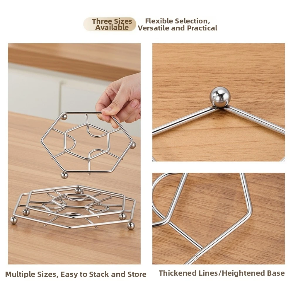 Stainless Steel Kitchen Pad Stand Heat Resistant Multi-Purpose Pot Holder Bracket Thickened Universal Table Insulation Mat