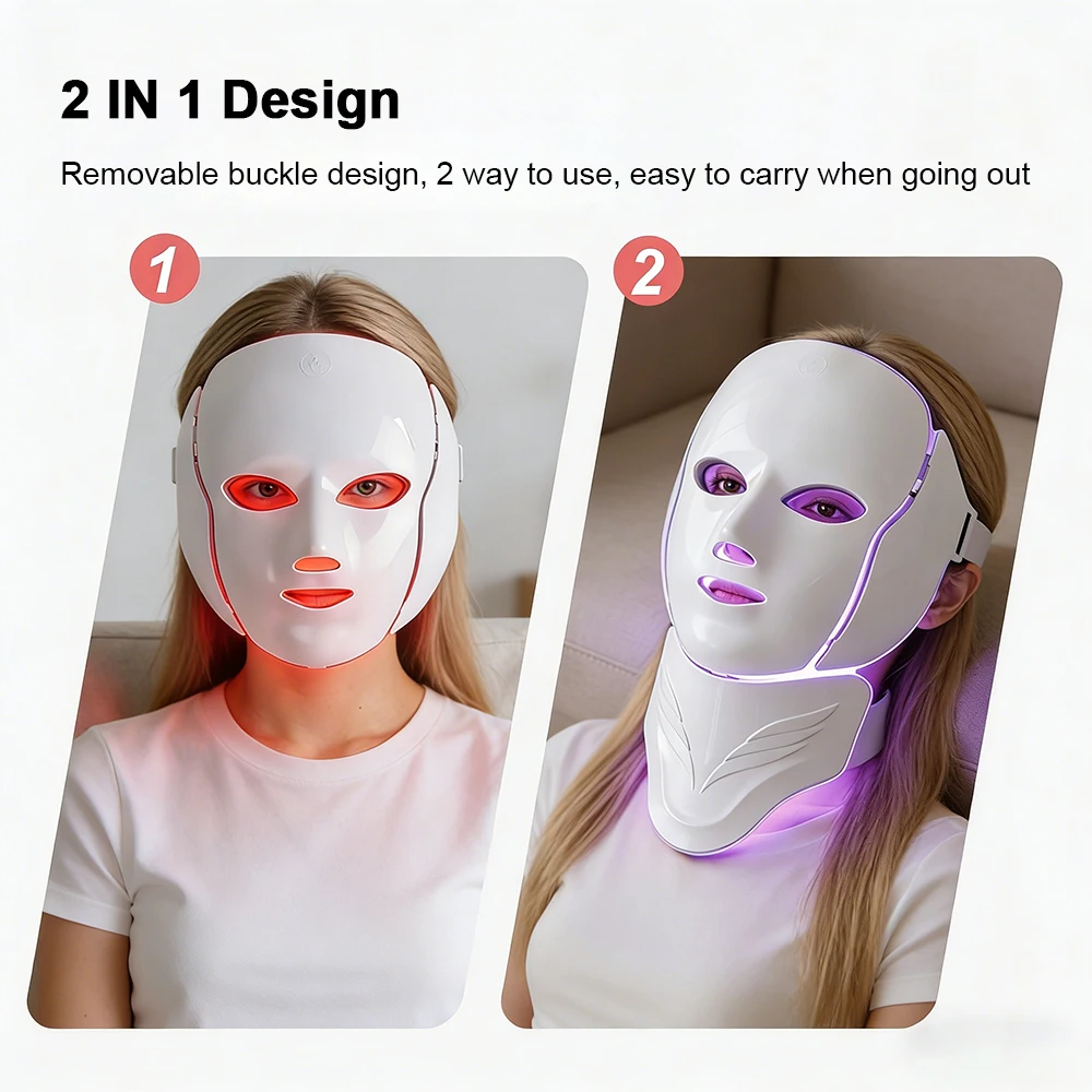 Draadloos 7 kleuren LED gezich - Led Light Therapy Face Mask recensie en prijs