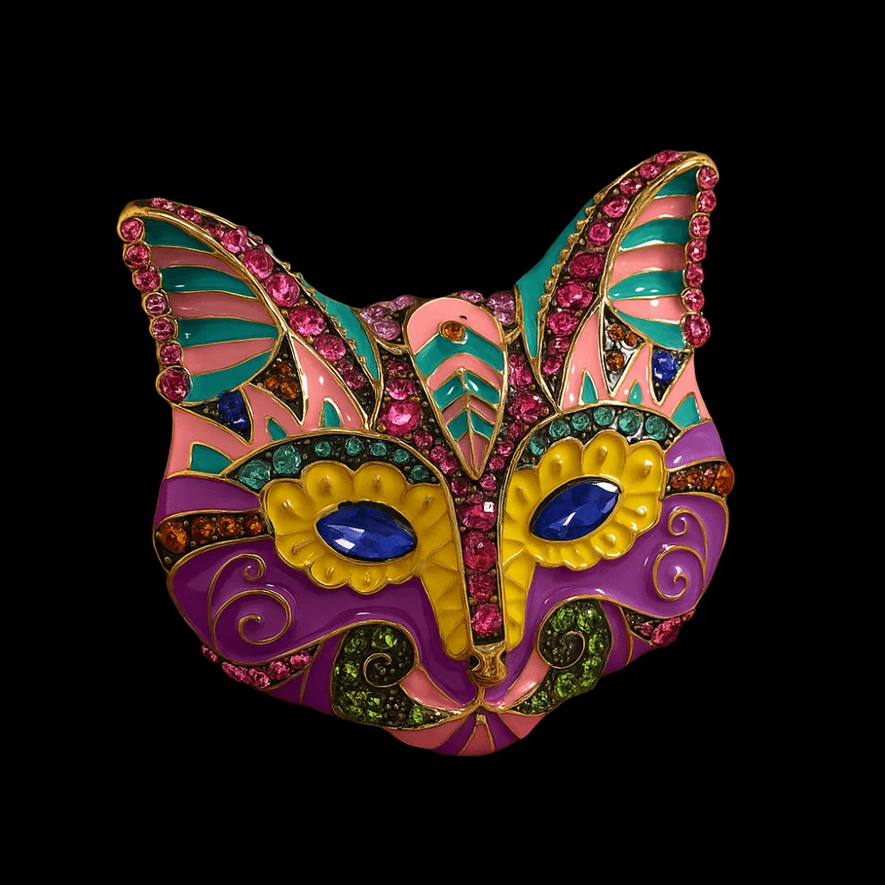 مبالغ فيها القط المينا بروش مجوهرات اكسسوارات الكورية نمط بالتنقيط النفط بروش حجر الراين حقيبة شارة خمر طوق دبوس يوميا