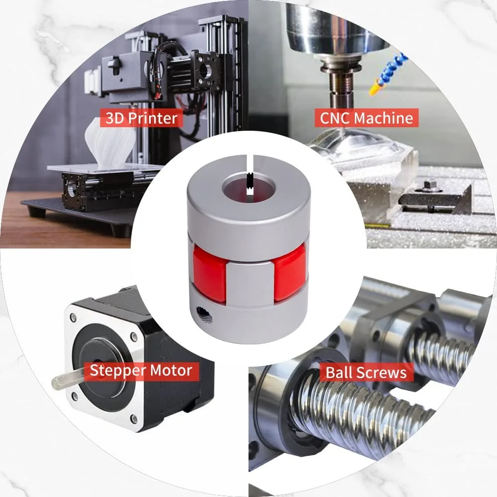 2pcs Jaw Shaft Coupler D20L25 Aluminium Plum Flexible Shaft Connector Flexible Coupler 4/5/6/6.35/7/8/9/10 mm for CNC Machine