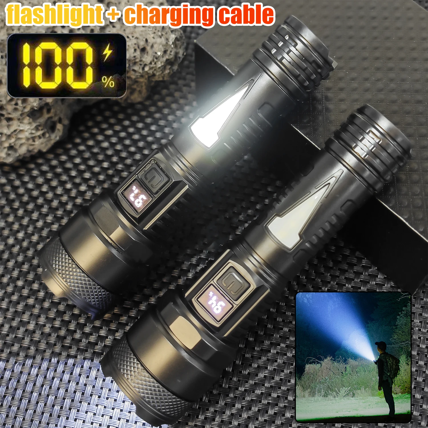 LED Side Lights Hand-held Flashlight Portable Fishing Lights Outdoor Rechargeable Glare Multifunctional Emergency Flashlight