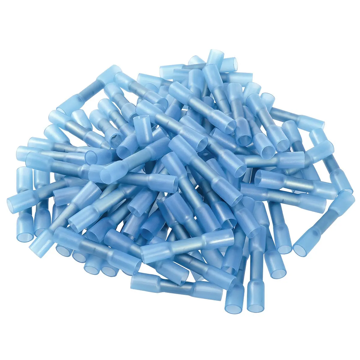 100Pcs Blue Waterproof Heat Shrink Butt Wire Connectors 1.5-2.5mm Crimp Terminals Dual Wall Design Visual Inspection Corrosion