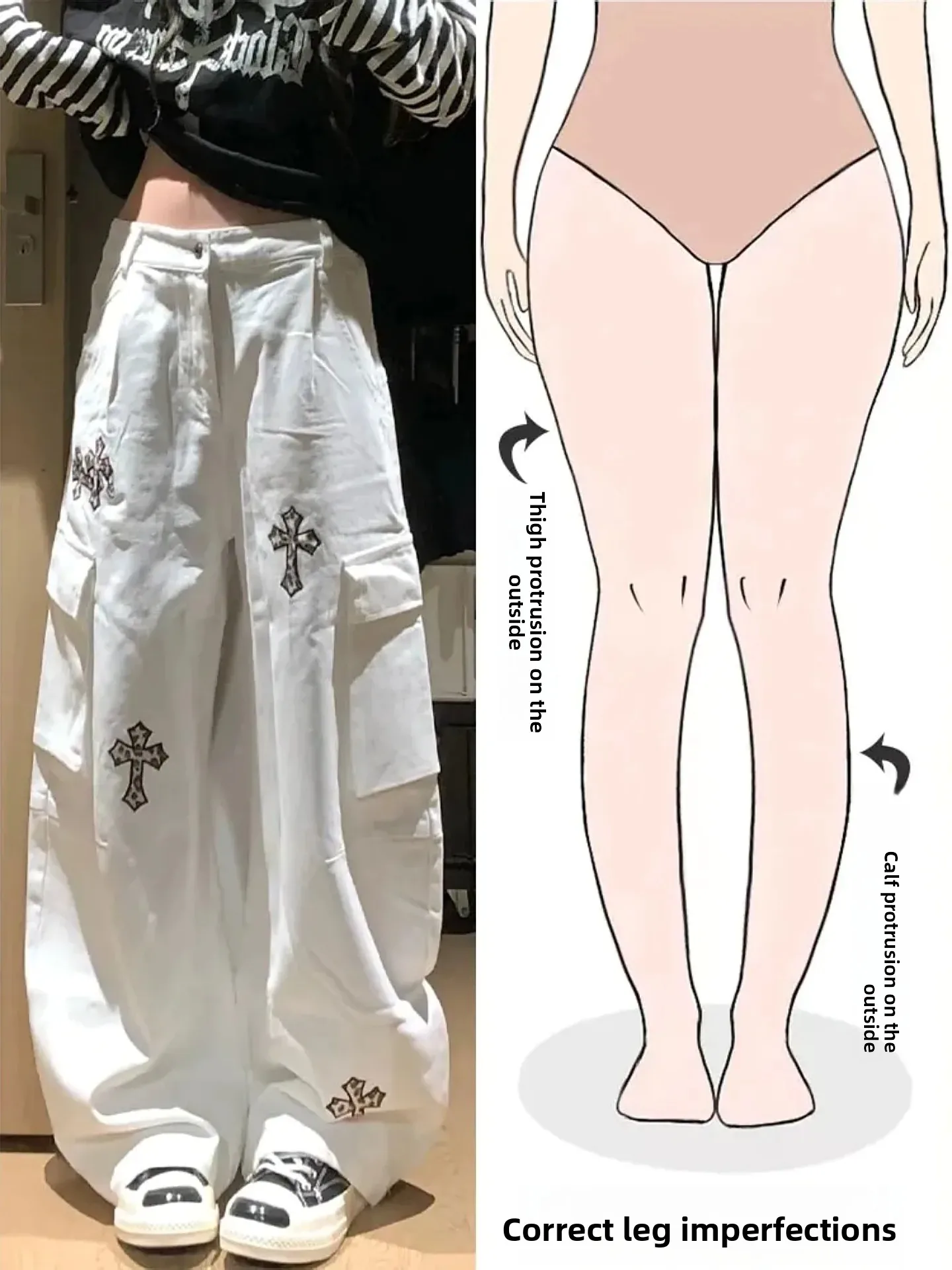 

Женские джинсы с высокой талией, свободного кроя, с вышивкой крестиком, в американском ретро-стиле, с эффектом похудения, повседневные, прямые штанины