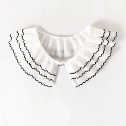 Women Pleated Chiffon Fake Collar Spring Summer Kawaii Doll Collar   Black White Female Blouses False Collar Clothes Accessories