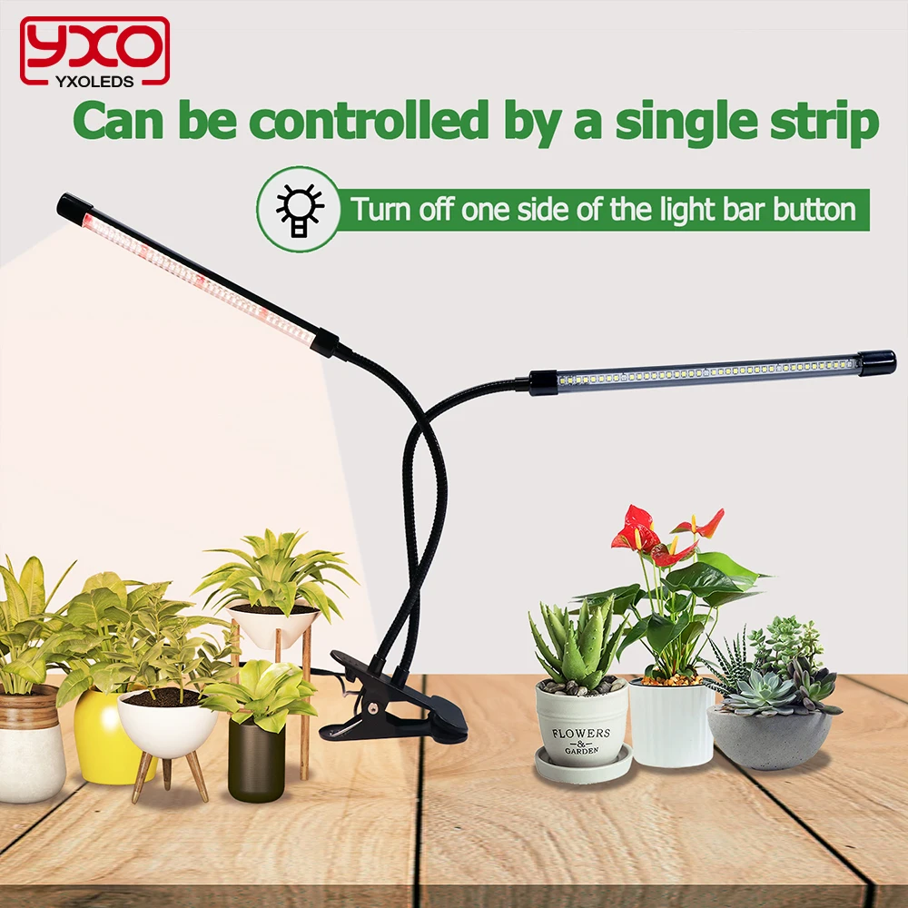 Phytolamp de luz de cultivo USB para plantas con Control, luz LED de espectro completo para cultivo con plántulas, lámpara Phyto con Clip para plántulas de flores para el hogar