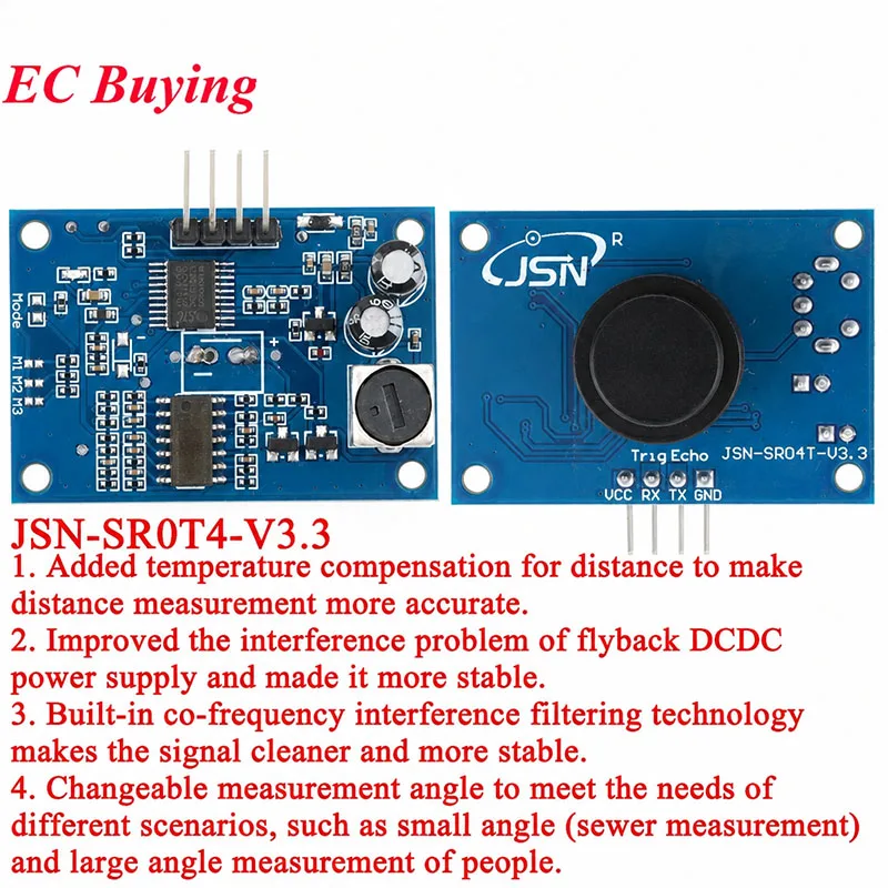 Waterproof Ultrasonic Module JSN-SR04T 3.0 JSN SR04T 3.3 Water Proof Integrated Distance Measuring Transducer Sensor for Arduino