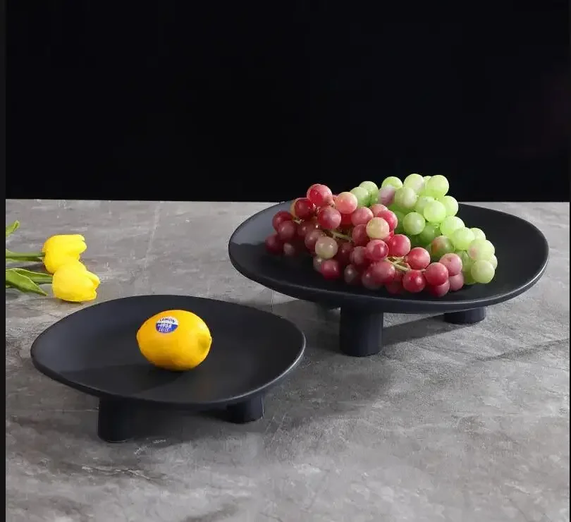 

Solid Color Ceramic High Foot Fruit Plate Restaurant Afternoon Tea Dessert Cake Food Decoration Home Kitchen Tableware