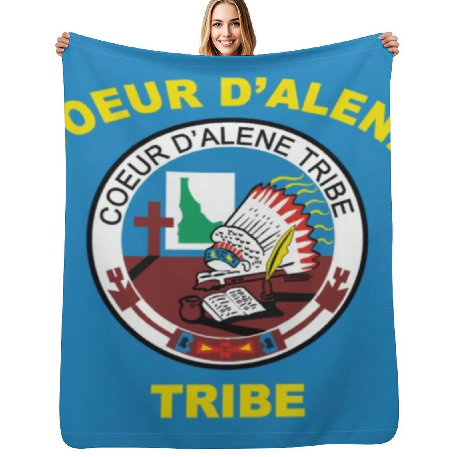 Flag of Coeur d'Alene Tribe USA Throw Blanket For Sofa Thin Heavy Stuffeds Plush blankets and throws Extra Large Throw Blankets