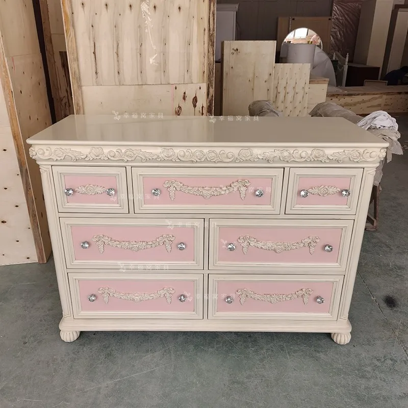 

Small-sized furniture, living room, bedroom American pink dressing cabinet decorative cabinet