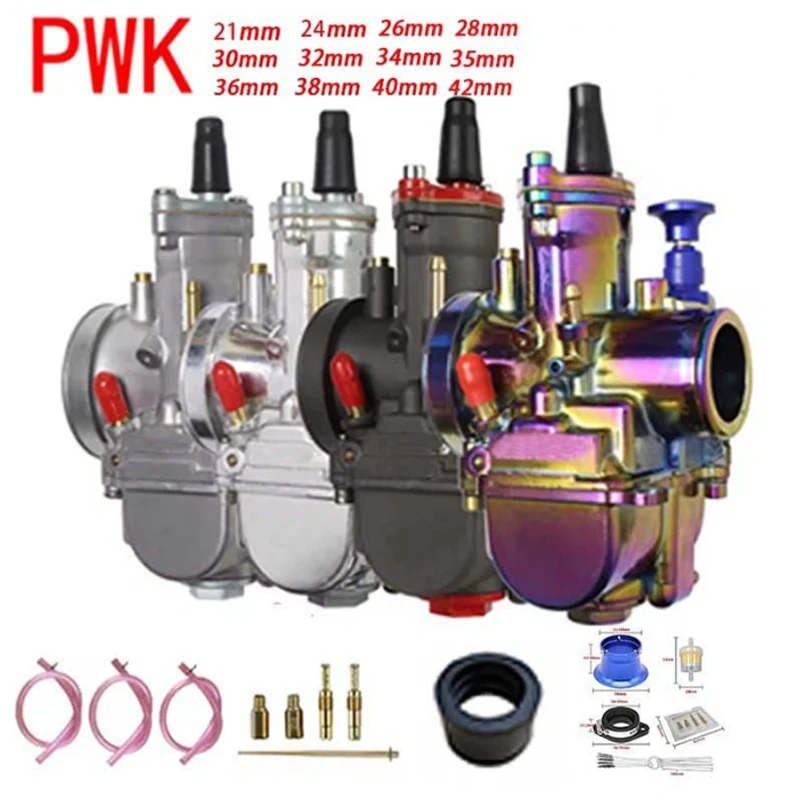 PWK Universal Carburetor 21 24 26 28 30 32 34 mm PWK Motorcycle Carburetor Power Injection for Racing Mikuni Koso ATV Yamaha