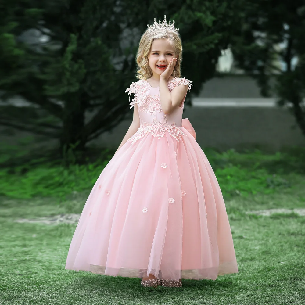 

New Children's Princess embroidered backless flower child wedding dress for girls runway dress