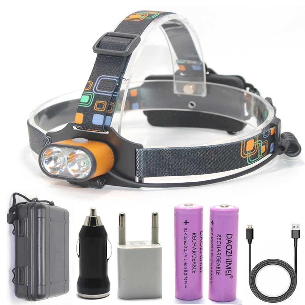 High Power LED Headlamp USB Rechargeable waterproof Camp Headlight 3 Modes Hunting 18650 Flashlight Front Light fishing lantern