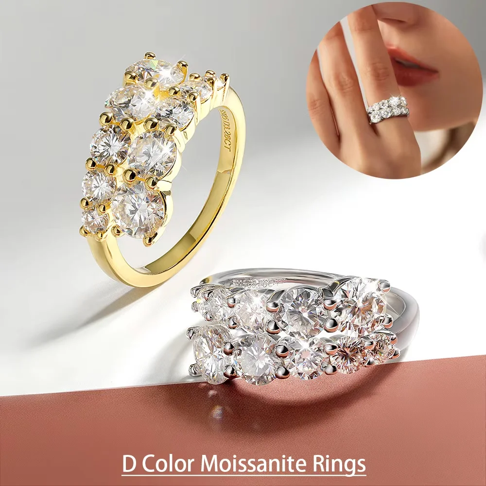 

Кольца Serenity 3,26 карата D цвета с муассанитом для женщин и мужчин, подарок, твердое серебро S925, сверкающие лабораторные кольца с бриллиантами, ювелирные изделия 18 карат с покрытием