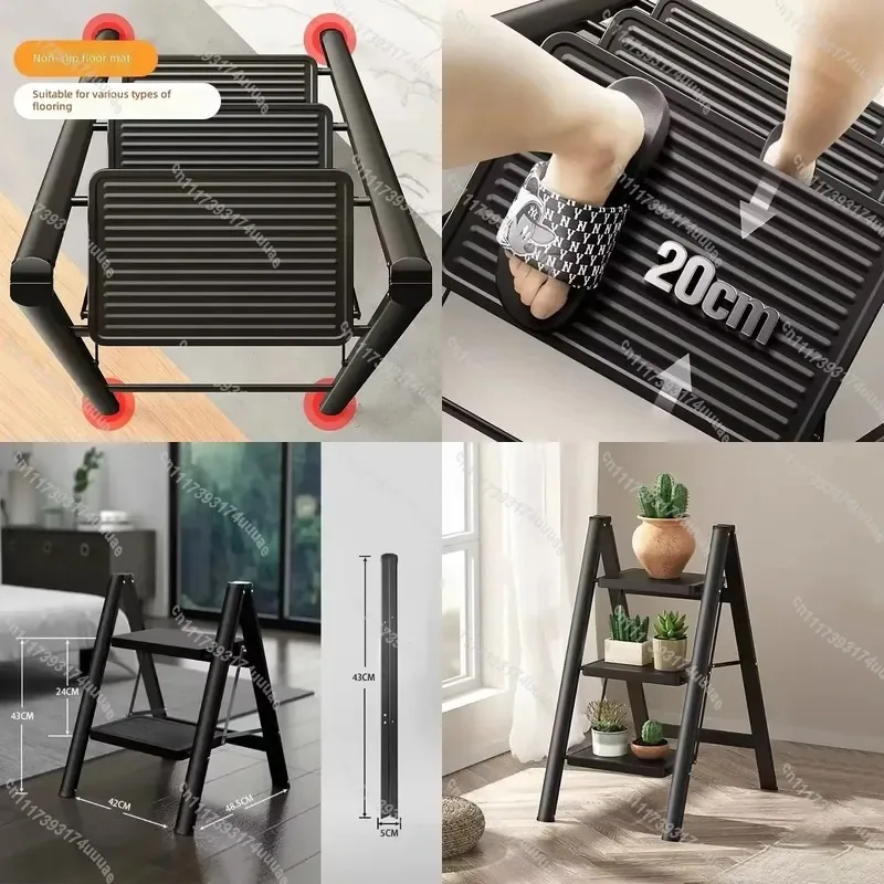 Durable Thickened Herringbone Folding Ladder Multifunctional Telescopic Step Stool for Indoor Household Storage