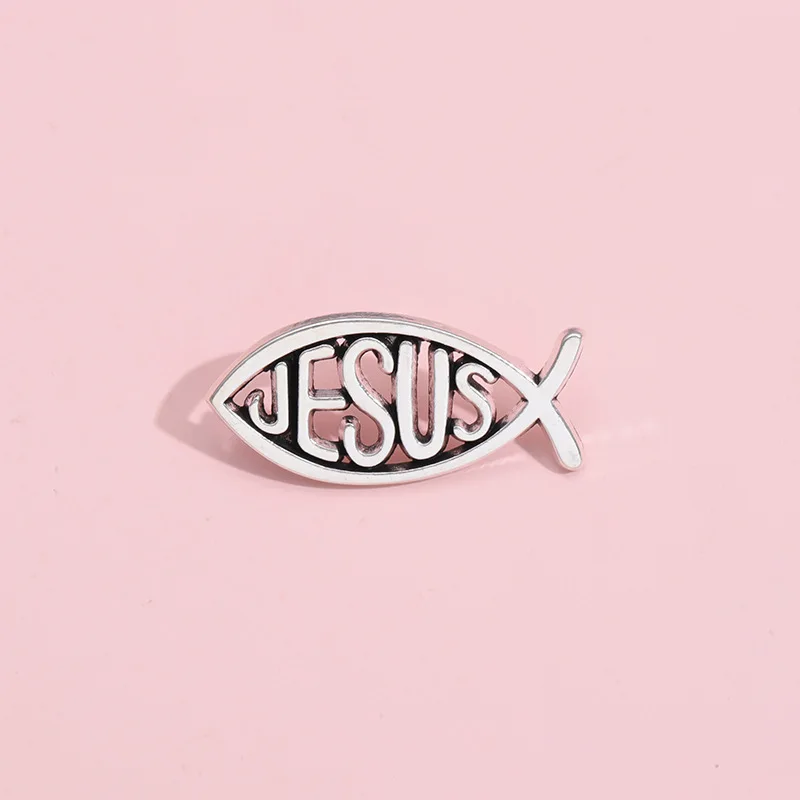 Jesus Fish Christianity Enamel Pins Hat Clothes Collar Backpack Jewelry Brooches Lapel Pin for Kids Friends Wholesale Badge Pin