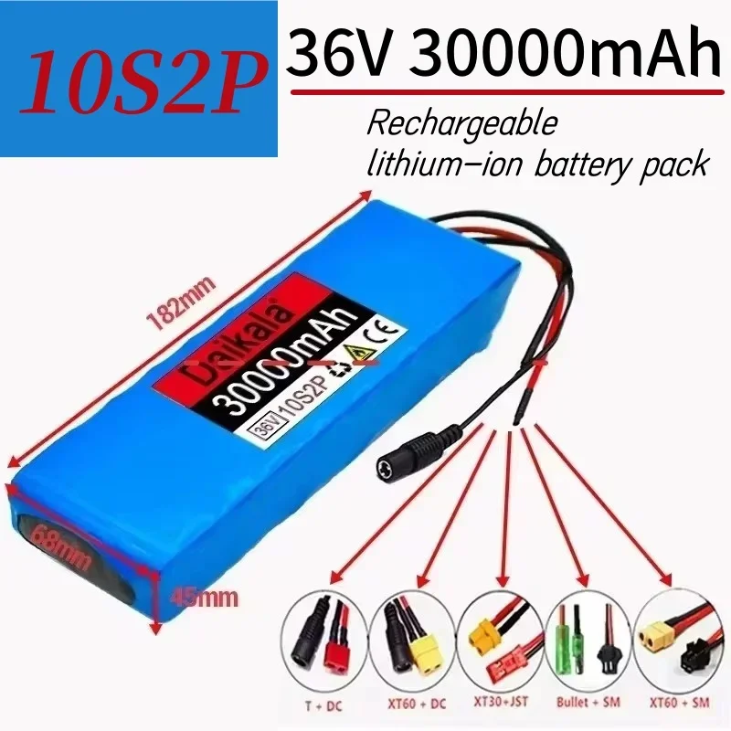 10S2P 36V30000mAh Rechargeable Lithium Ion Battery 42V 500W, Used for Bicycles, Scooters Electric Motorcycle