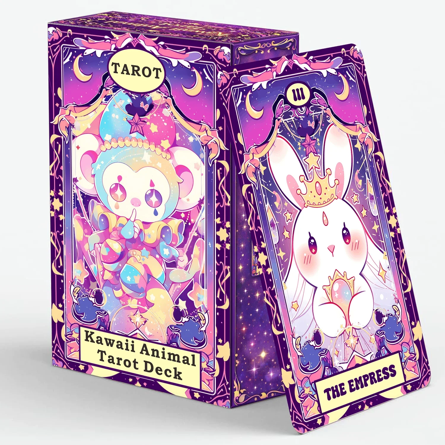 78pcs Kawaii Animal Tarot Cards Deck with Guidebook, Cute Cartoon Animal Deck, 400GSM Paper Fortune Telling Divination Cards