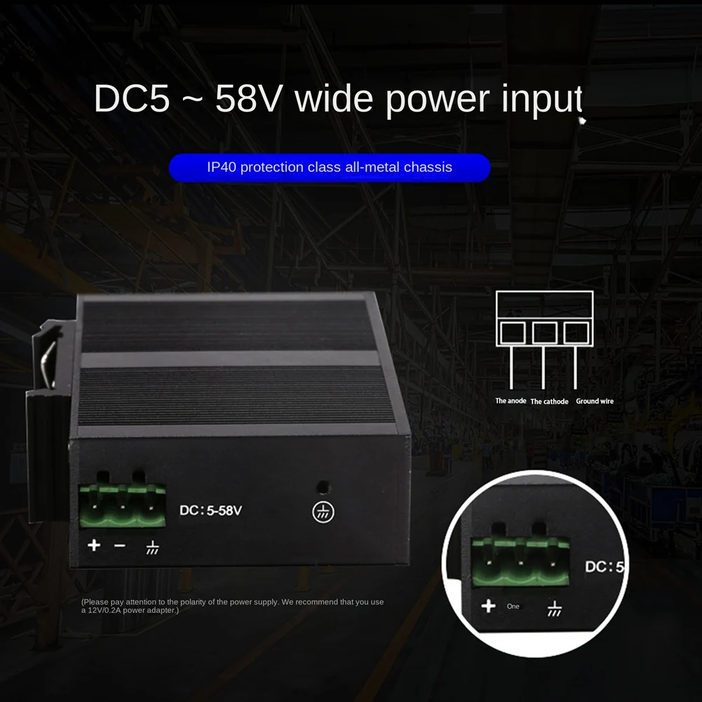 5 portas 100Mbps Network Switch Ethernet Switch de grau industrial Tipo trilho não gerenciado Divisor de rede industrial