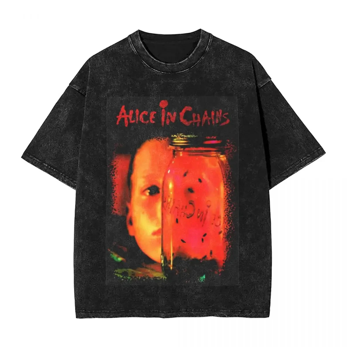 Alice In Chains Washed T-Shirt Men AiC JarFlies Streetwear Cotton T Shirts Beach Round Neck Leisure Tees Pattern Oversize Tops