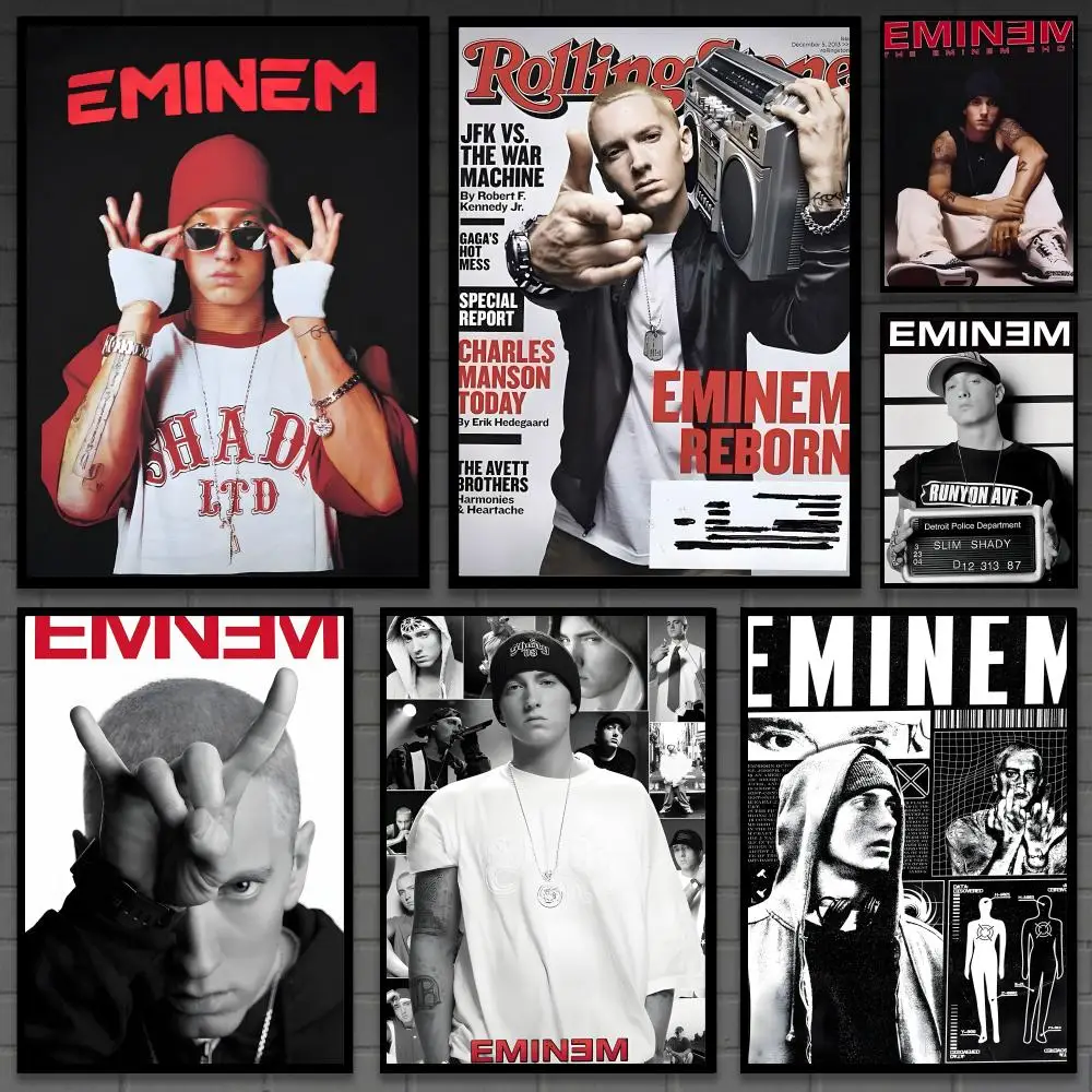 E-EminemS Singer Hot Poster Versatile HD Waterproof Wall Art Self-Adhesive Decor for Any Space Ideal Gift