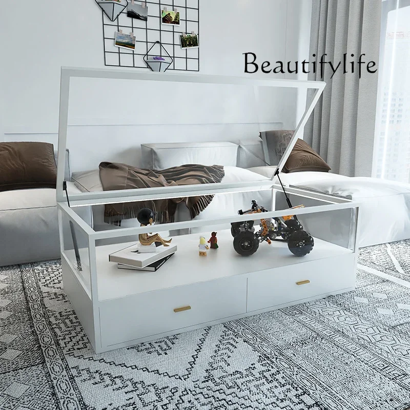 S New Coffee Table TV Cabinet Living Room Household Tempered Glass Coffee Table Acrylic Transparent Display Coffee Table