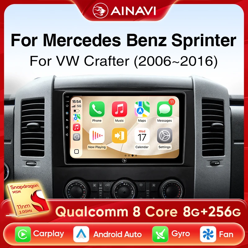 

Автомобильный радиоприемник Ainavi 10-дюймовый для Mercedes Benz Sprinter VW Crafter Wireless Carplay Android Auto DSP 4G Автомобильный мультимедийный HD IPS экран