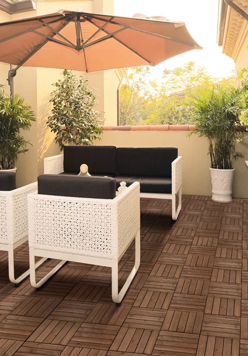 Yaheetech 27PCS Interlocking Patio Deck Tiles 12 x 12in Wood Floor Tiles Outdoor Flooring for Patio Garden Deck Poolside Brown