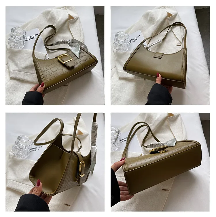Fashion Baguette Bags Luxury Designer Shoulder Bags for Women Retro Stone Pattern Underarm Bag Ladies Handbags Shopping Bags
