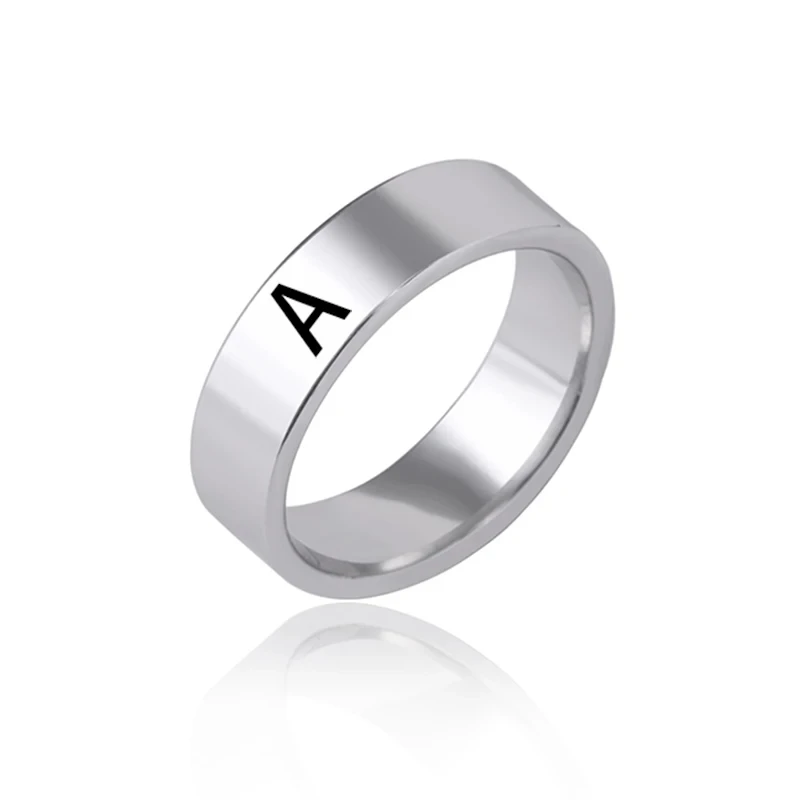 Modischer 26-Ring aus Edelstahl mit englischen Buchstaben, versilberter Initialenring für Damen und