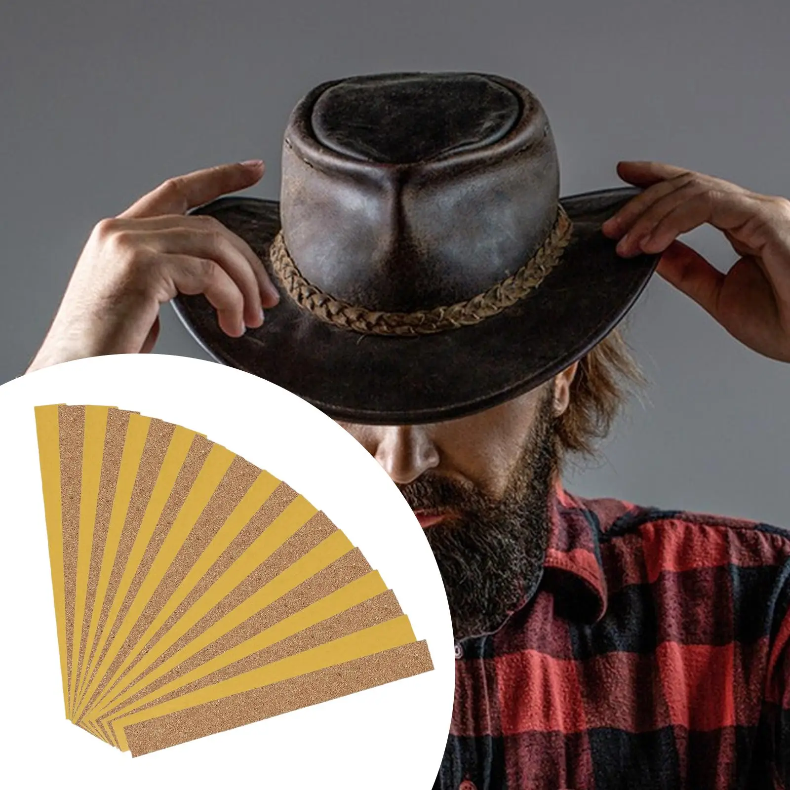 24x Perekat Pengurang Ukuran Topi Anti Guncangan dari Bahan Gabus untuk Topi Koboi Musim Panas