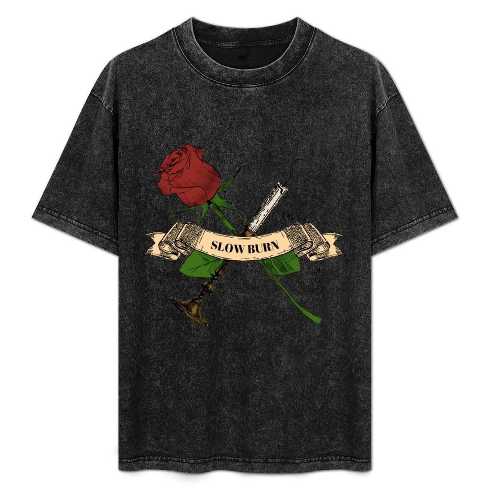 

Slow Burn' With Rose and Sword T-Shirt cotton graphic tees tees quick drying sports fans mens graphic t-shirts big and tall