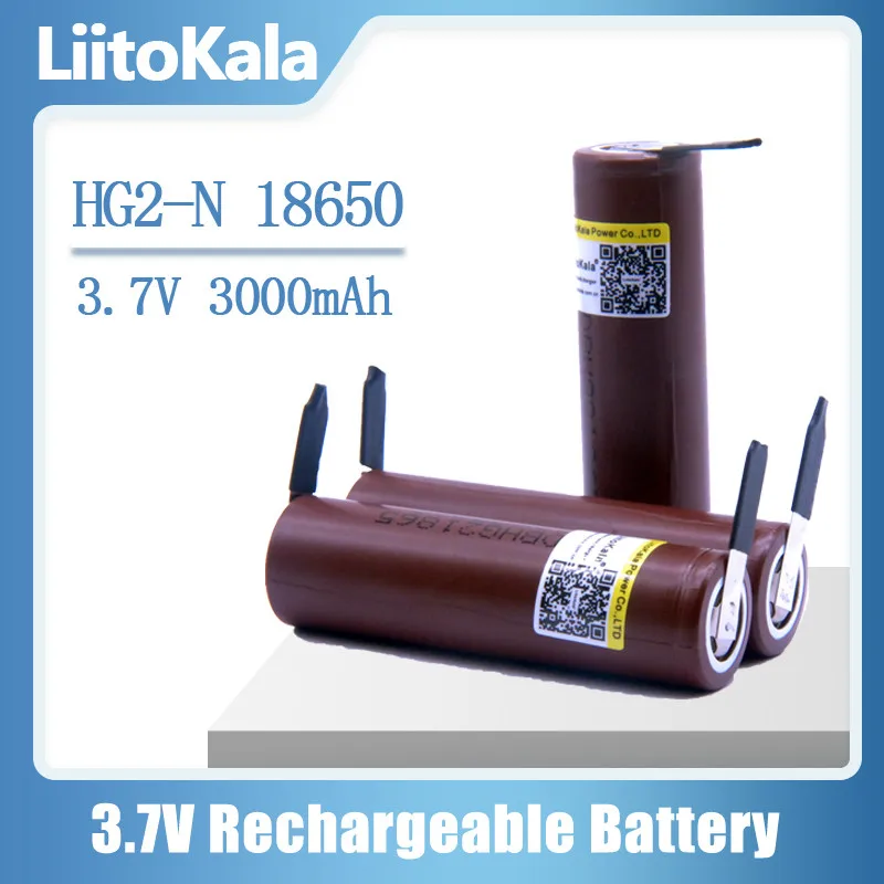 HG2 liitokala ร้อน18650 3000mAh แบตเตอรี่แบบชาร์จไฟได้ปล่อยพลังงานสูง30A กระแสไฟฟ้าขนาดใหญ่ + DIY NIKE