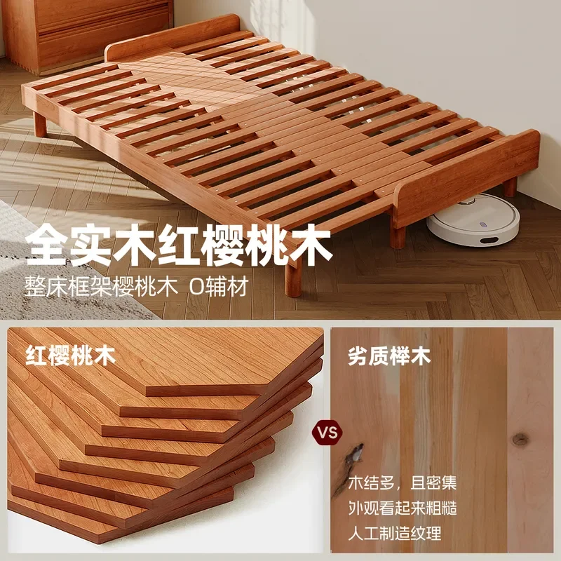 for Stretch Bed Cherry Wood All Solid Wood Telescopic Bed Pull Out Bed Japanese Simple Small Apartment Folding Push Pull