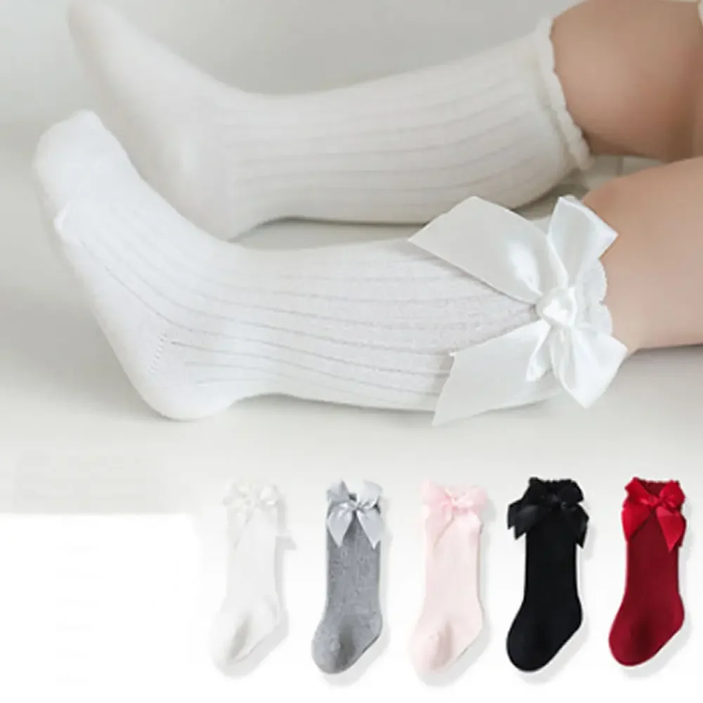 

New Girls Stockings Toddler Knee High Christmas gift Stockings Baby Bowknot Cotton Nonslip Toddler Stocks Lace Stocking For Girl