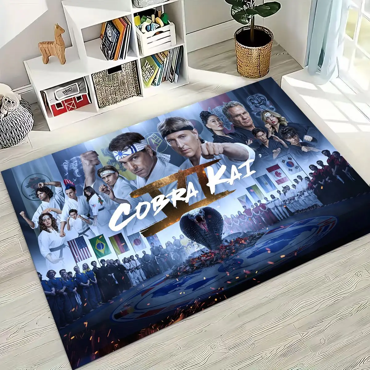 3D Cobra Kai Karate Daniel LaRusso Johnny Art Rug for Bedroom Living Room Sofa Home Doormat Decor, Large Kids Non-slip Floor Mat