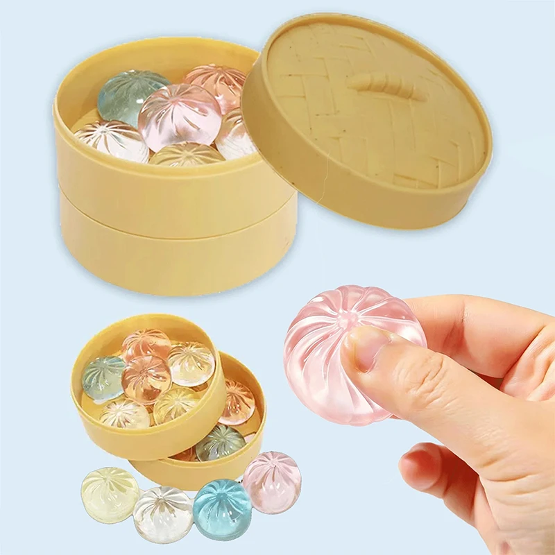 Mini-Teigtaschen mit Dampfgarer-Quetschspielzeug-Set, weiche Stressabbau-Kristall-Squishy-Fidget-Sensorik-Spielzeuge, Partygeschenke