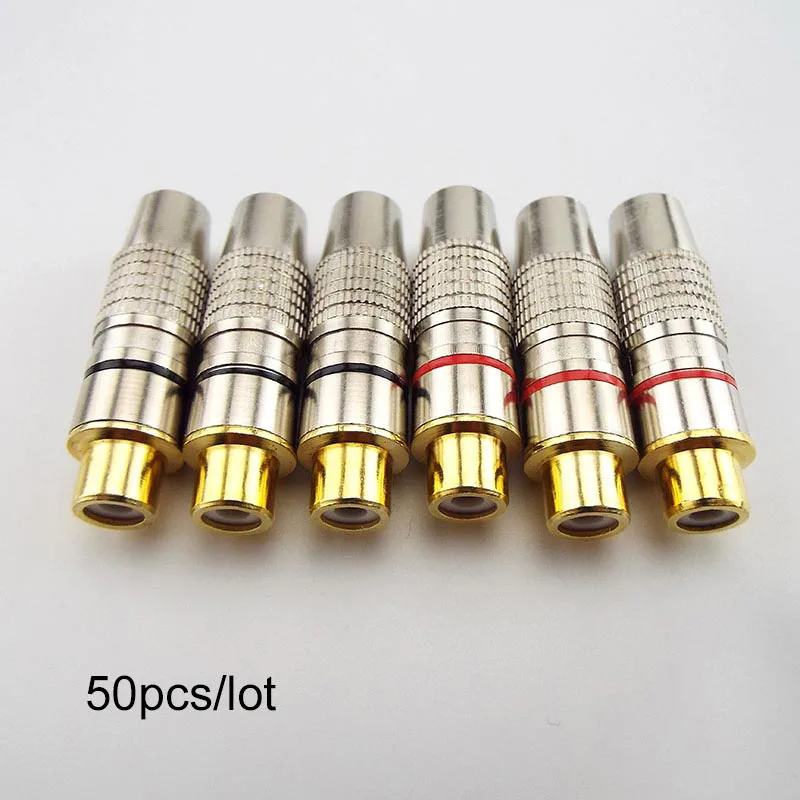 50pcs wholesale Gold plated RCA Female Jack Plug Connector Solder Audio Video Adapter rca Female Convertor for Coaxial Cable D3