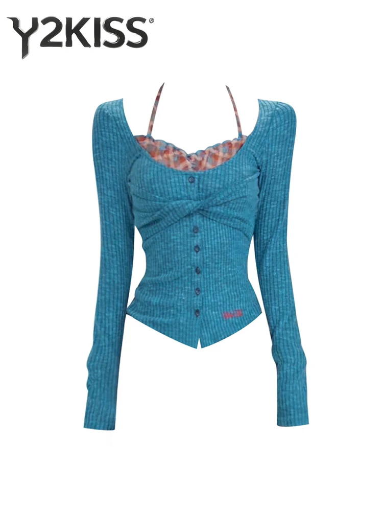 

Весенний женский укороченный топ из двух предметов 2000-х годов, дизайнерская футболка, корейские балетные футболки Coquette Gyaru Y2k Kpop Harajuku, японский