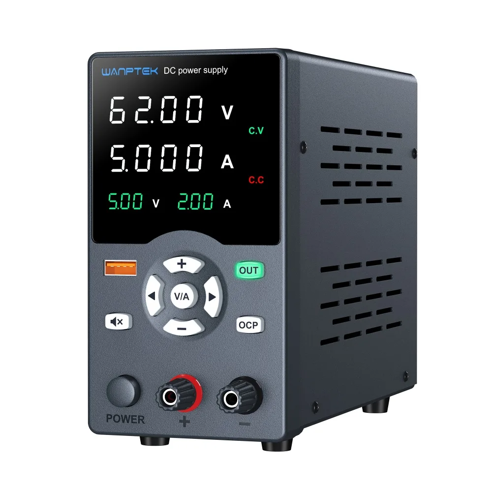 WANPTEK GC605 Adjustable DC Power Supply Single Output 62V 5A CE/FCC for 1 Year Warranty-Lab & School Use