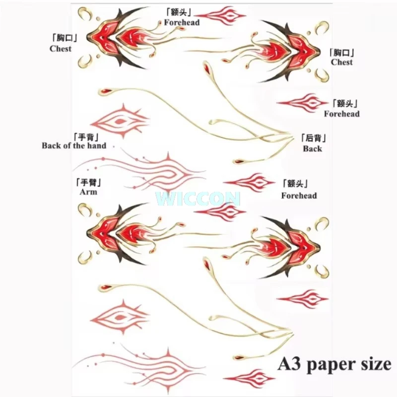 Moon Fox Hsin Cosplay Tattoo Decals, Wuthering Waves Role‑Play Accessory, Anime Body Stickers for Halloween Costume Events